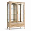 Vetrina in Legno e Vetro Temperato con Cassetto in Rattan