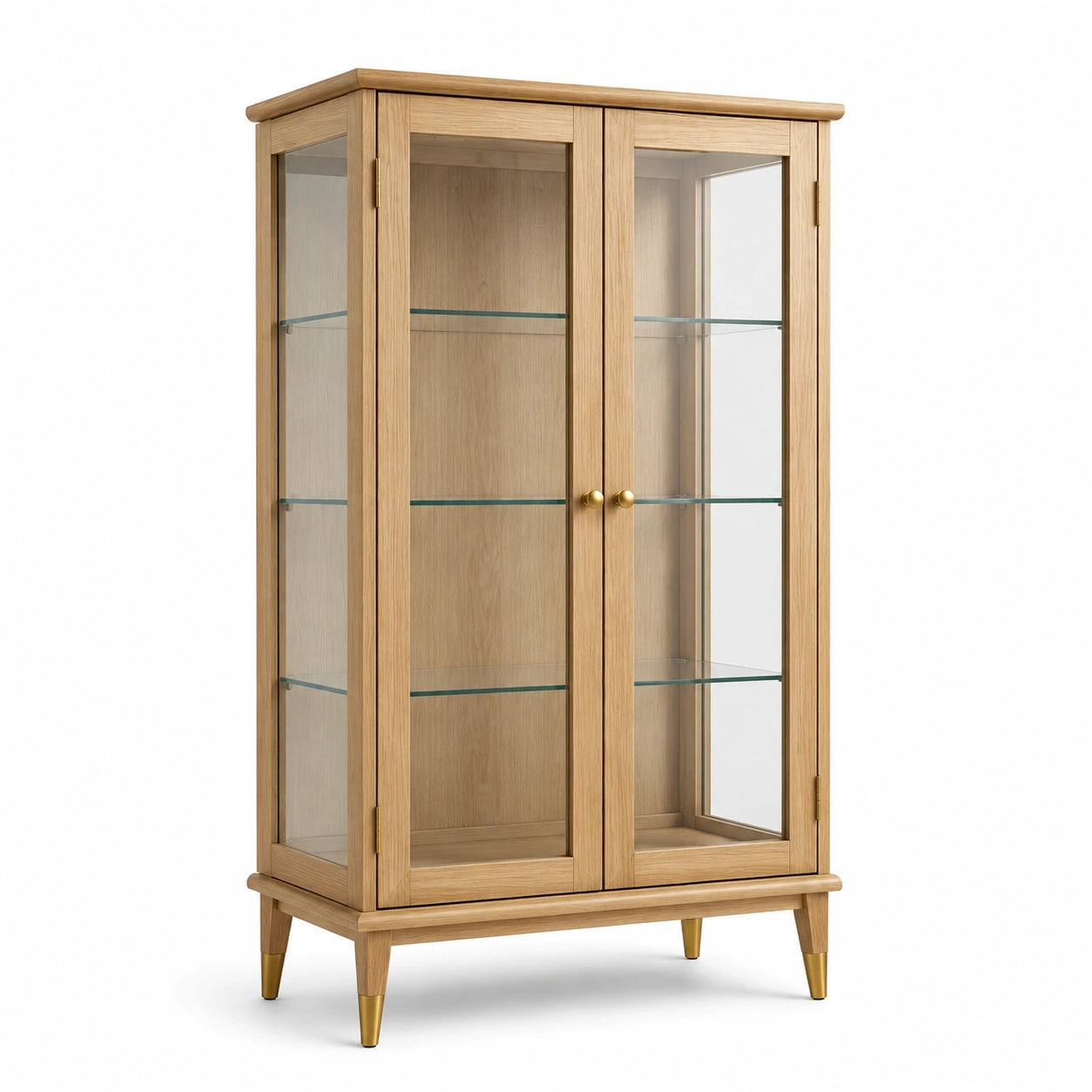 Vetrina in legno rovere chiaro con vetro temperato