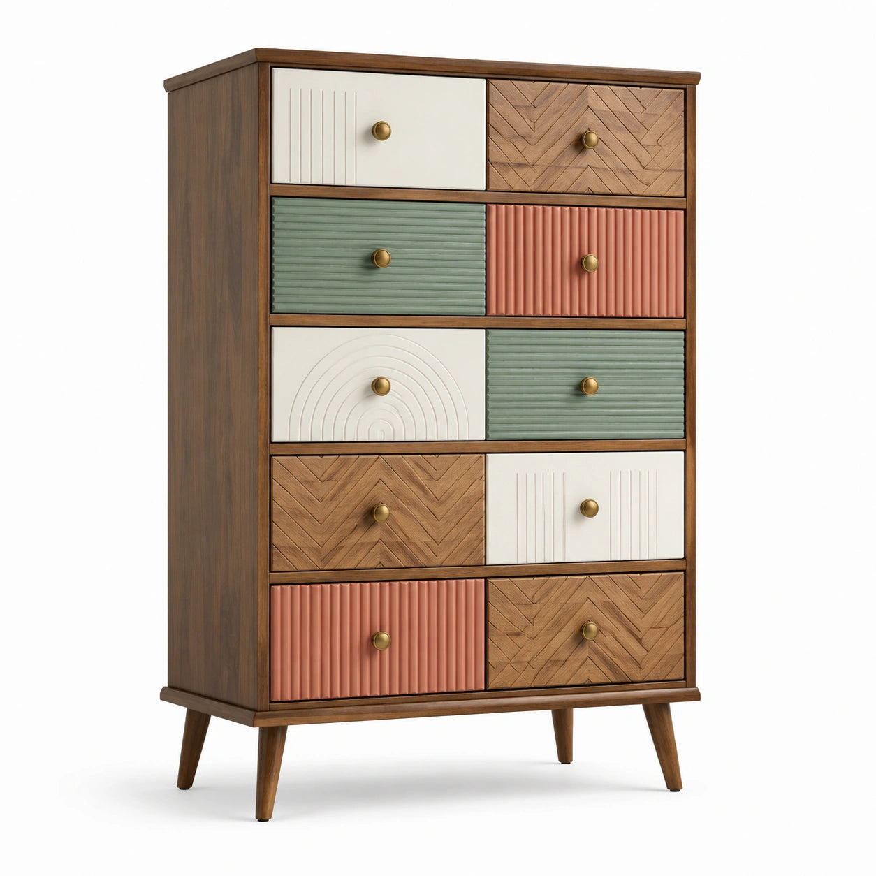 Cassettiera in Legno Multicolore con 9 Cassetti
