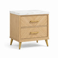 Comodino in Legno e Marmo con Gambe in Metallo 48x40x60 cm
