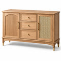Credenza in Legno di Quercia con Ante in Rattan