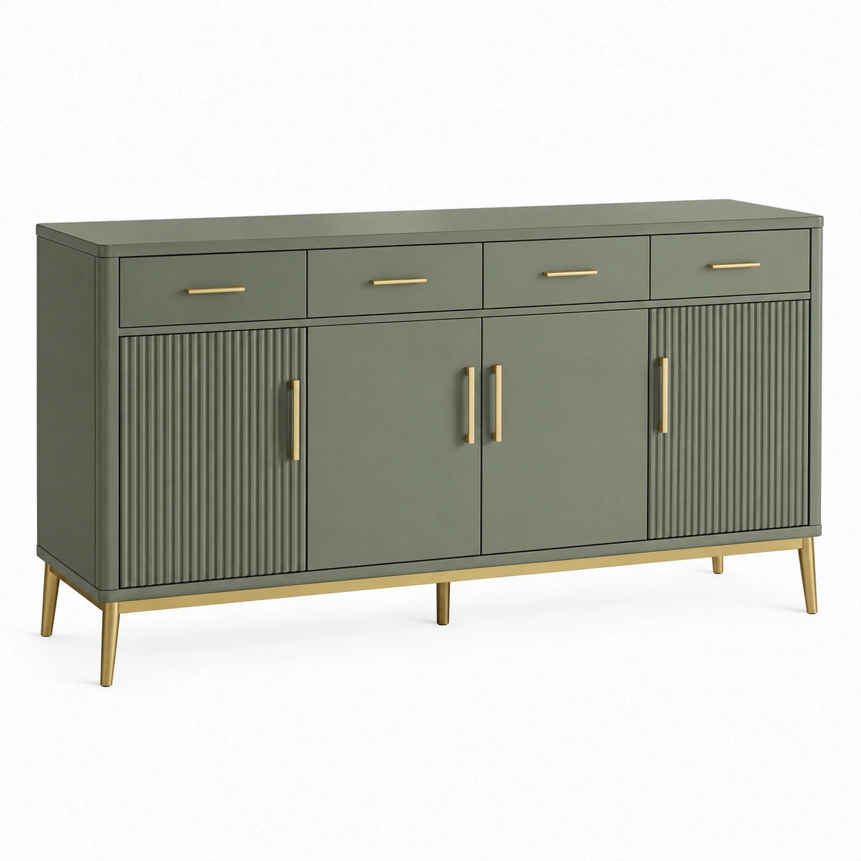 Credenza in legno con finiture in metallo dorato