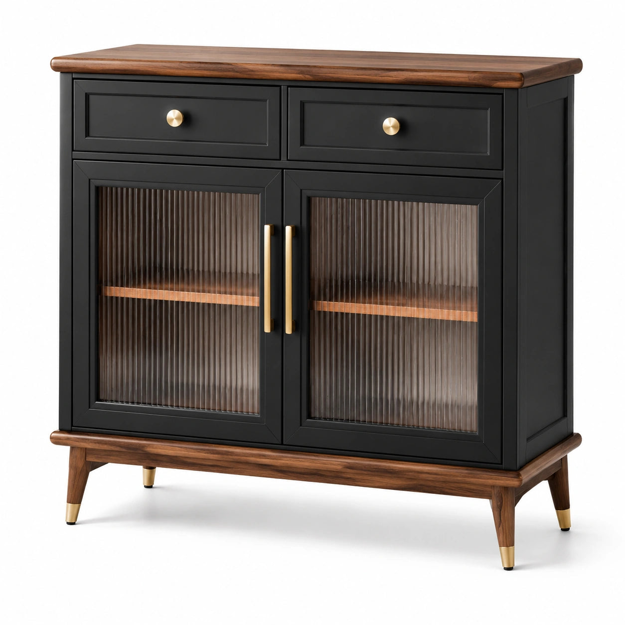 Credenza in Legno e Vetro con Ante e Cassetti