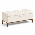 Panca contenitore in legno e tessuto poliestere beige