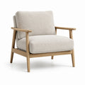 Poltrona in legno di quercia e tessuto bouclé beige