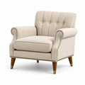Poltrona in Tessuto Beige con Dettagli in Metallo